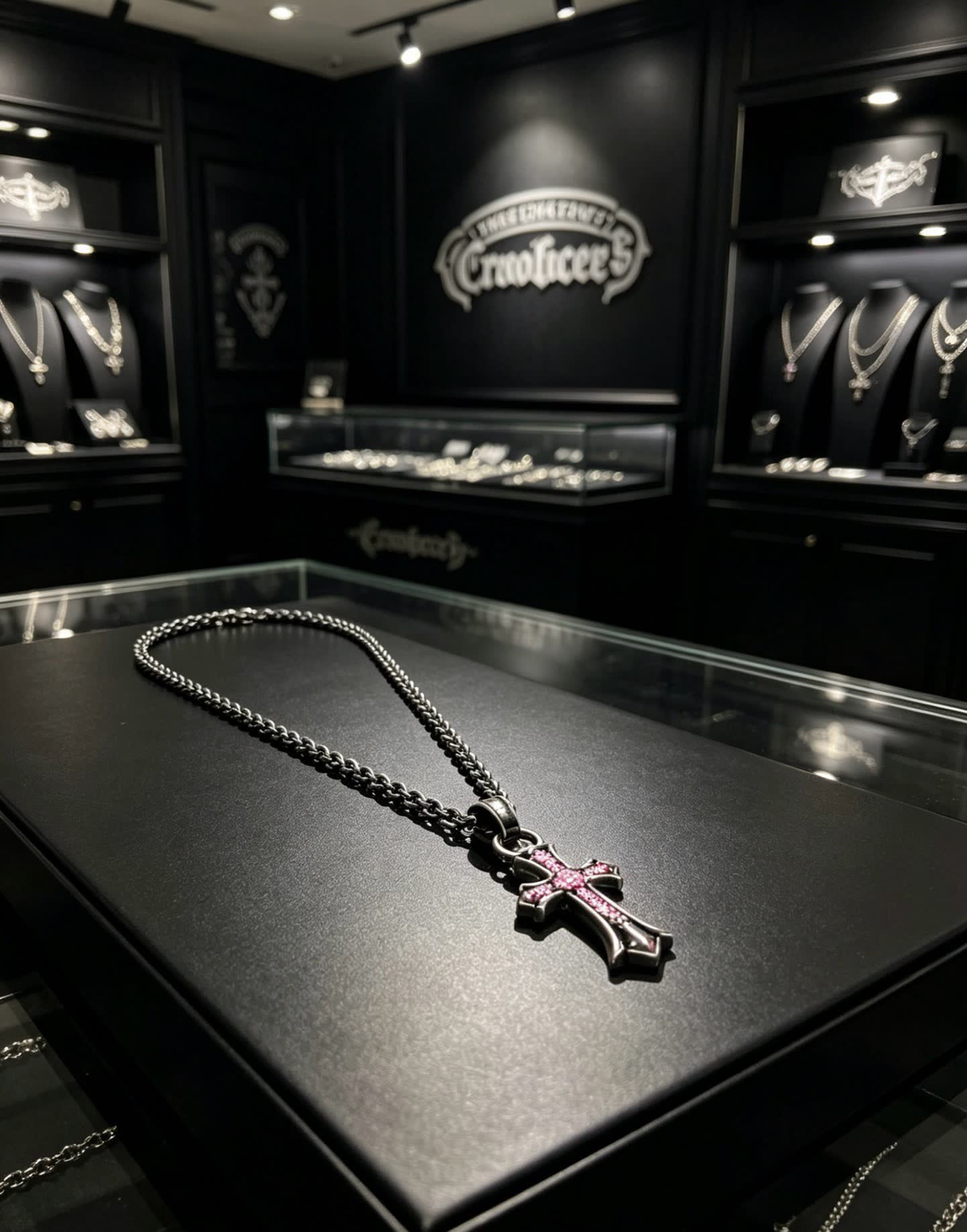 Chrome Hearts Bling Jewelry Cross Pendant Necklace